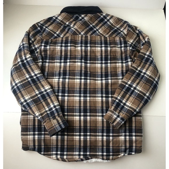 David Bitton Buffalo Brown Plaid Flannel Button Up Shacket Mens Medium Fleece - Picture 13 of 13